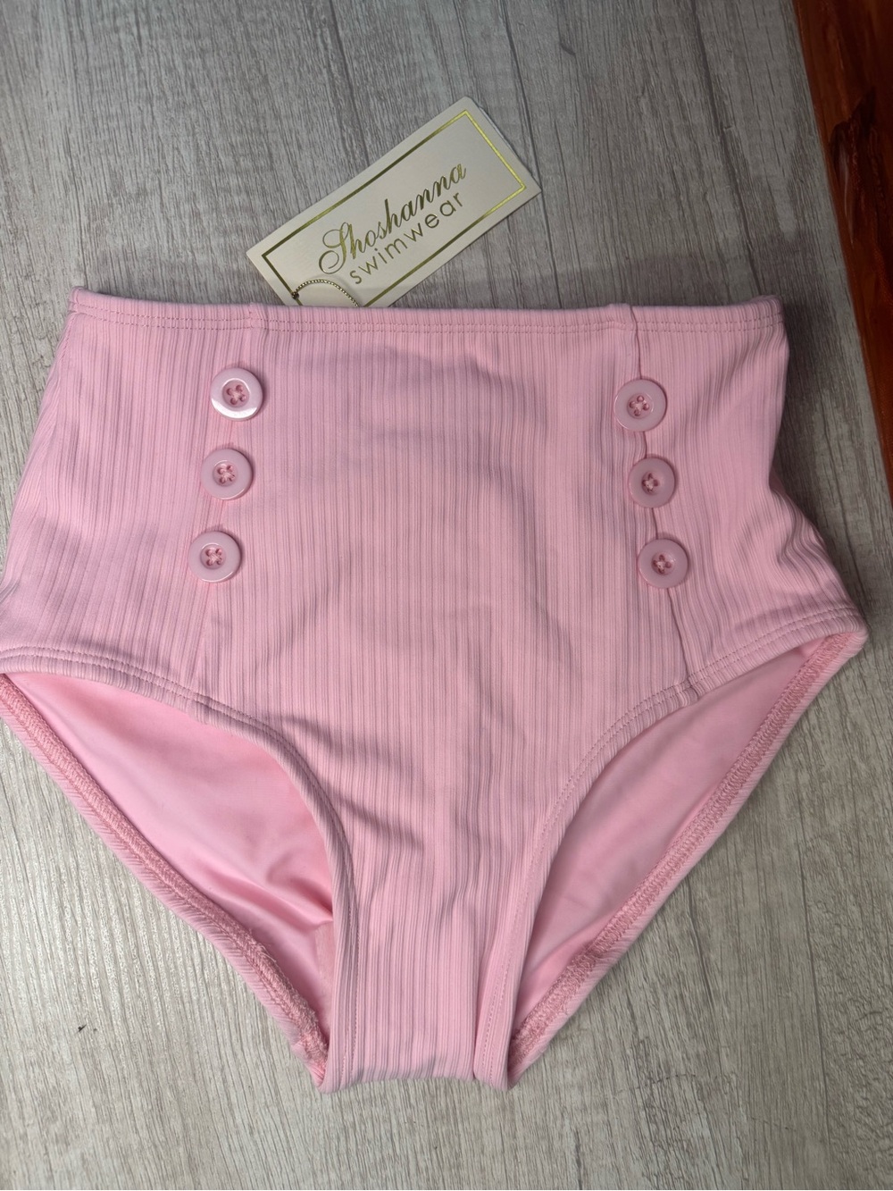 NWT Shoshanna Pink Ribbed High Waist Bikini Bottoms XS